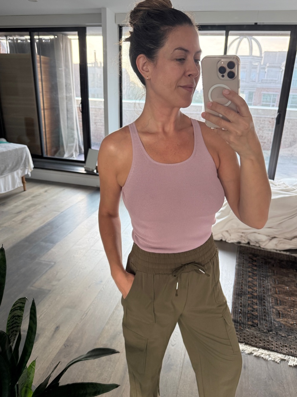 Armani Exchange Knit Tank, Size S, Soft Pink